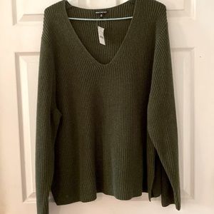 J Crew Mercantile Hunter Green V Neck Sweater Size 3X New With Tags